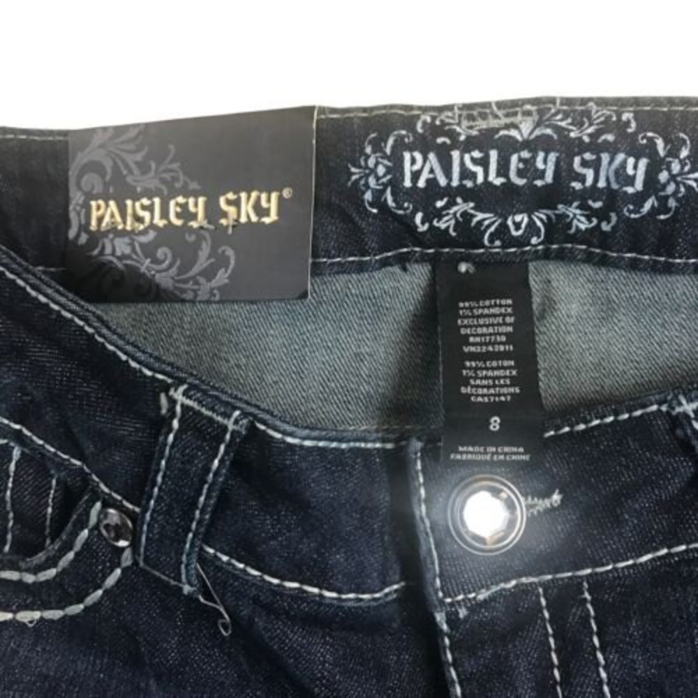 Paisley Sky Women's Capri Denim Jeans Size 8 Low Rise Embellished NWT - Picture 7 of 12